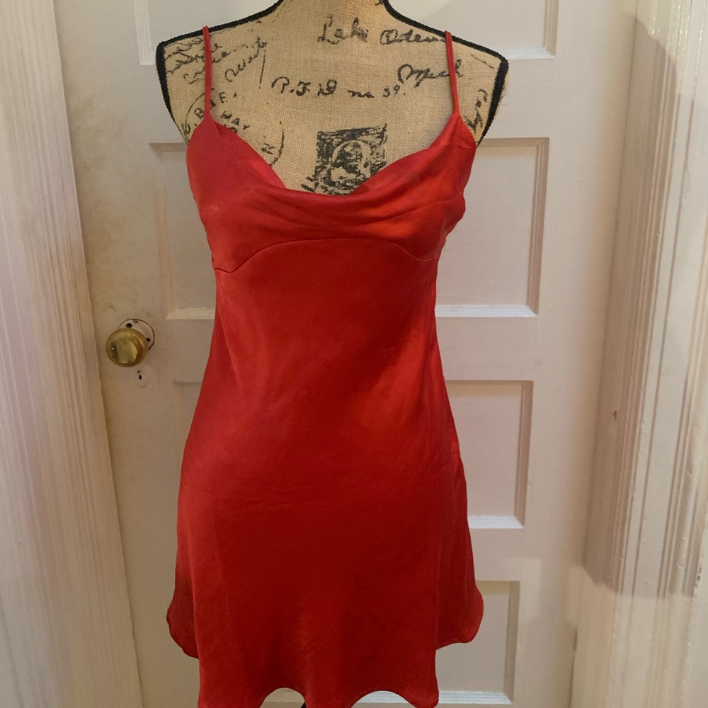 VERGE GIRL RED SLIP MINI DRESS